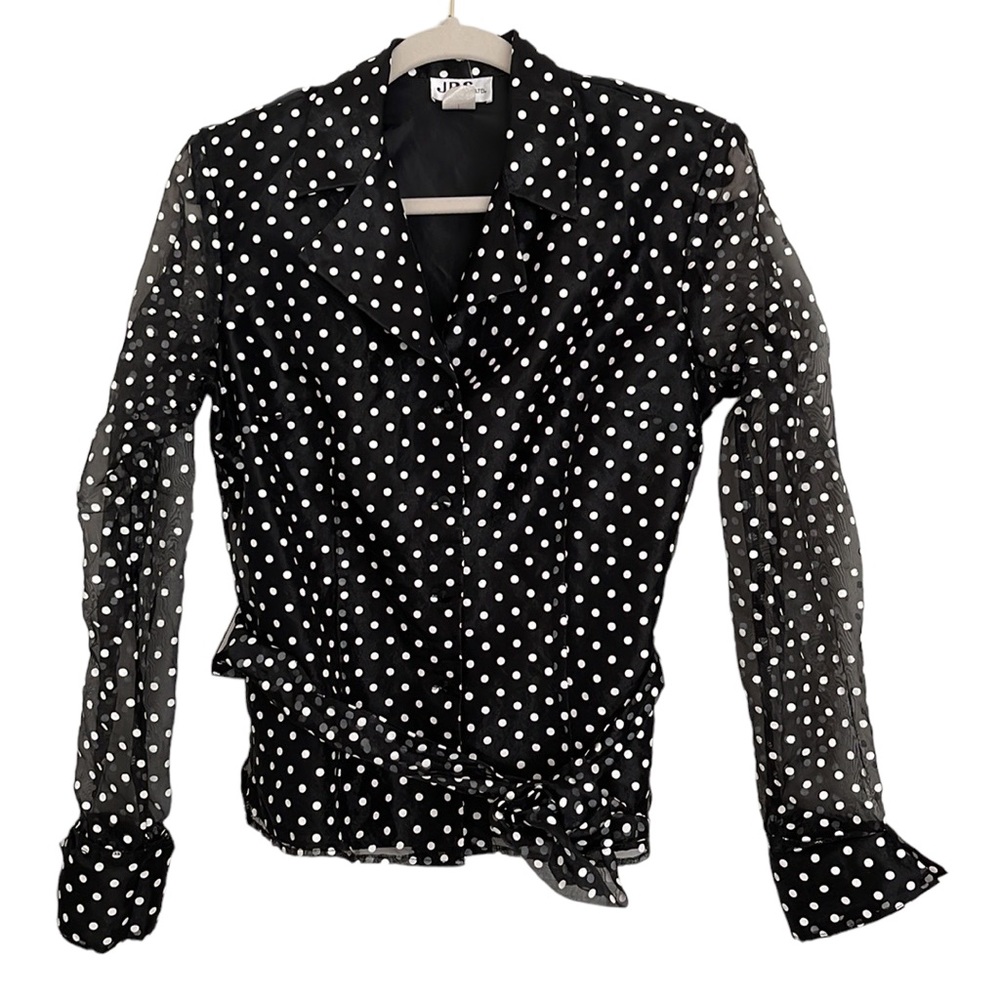 Vintage J.B.S. Ltd 80’s black w white polkadots blouse
